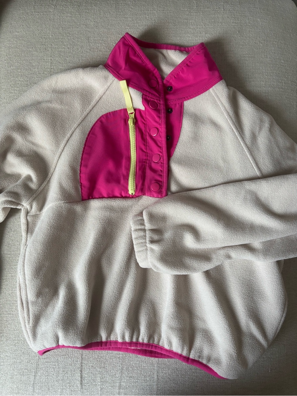 Hippie Rose Cream Fleece Pullover with Pink & Yellow Accents